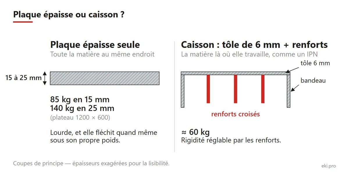 Fabriquer sa table de soudure : plaque épaisse ou caisson, coupes comparées