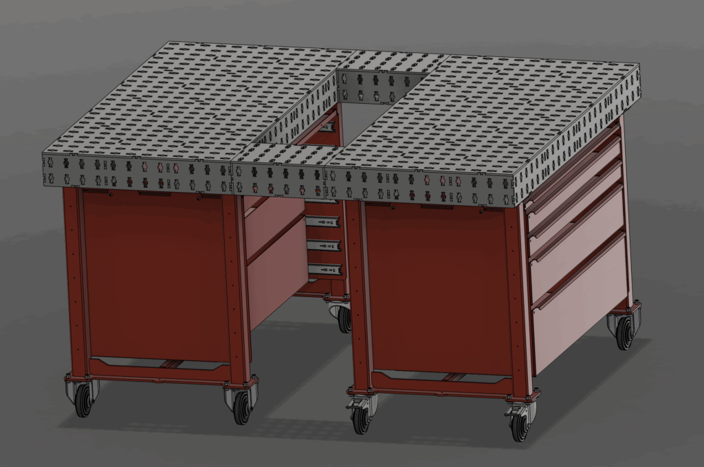 Rendu de deux tables EKI120 attachées via des prismes